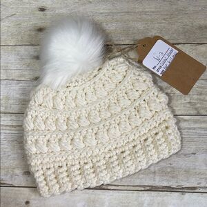 Crochet 6-12 Months Baby Hat W/ Detachable Pom Pom